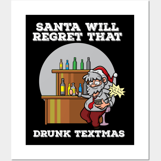 Drunk Santa Claus Funny Christmas Drinking Gift Wall Art by TellingTales